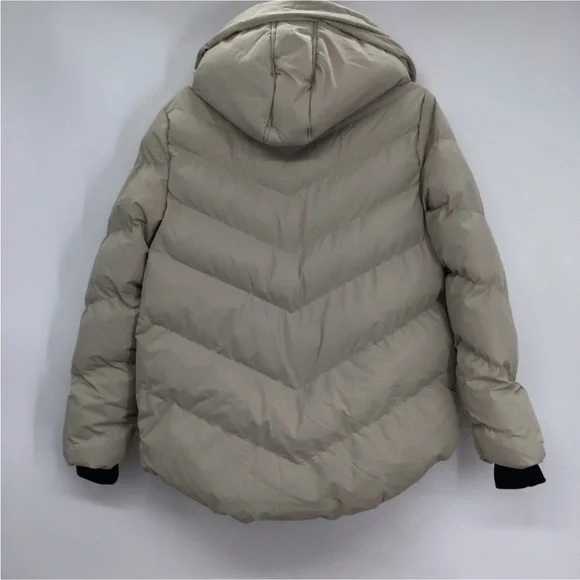 Anthro Black & Cream Hooded Puffer Jacket by Saint & Sinner - Picture 3 of 16